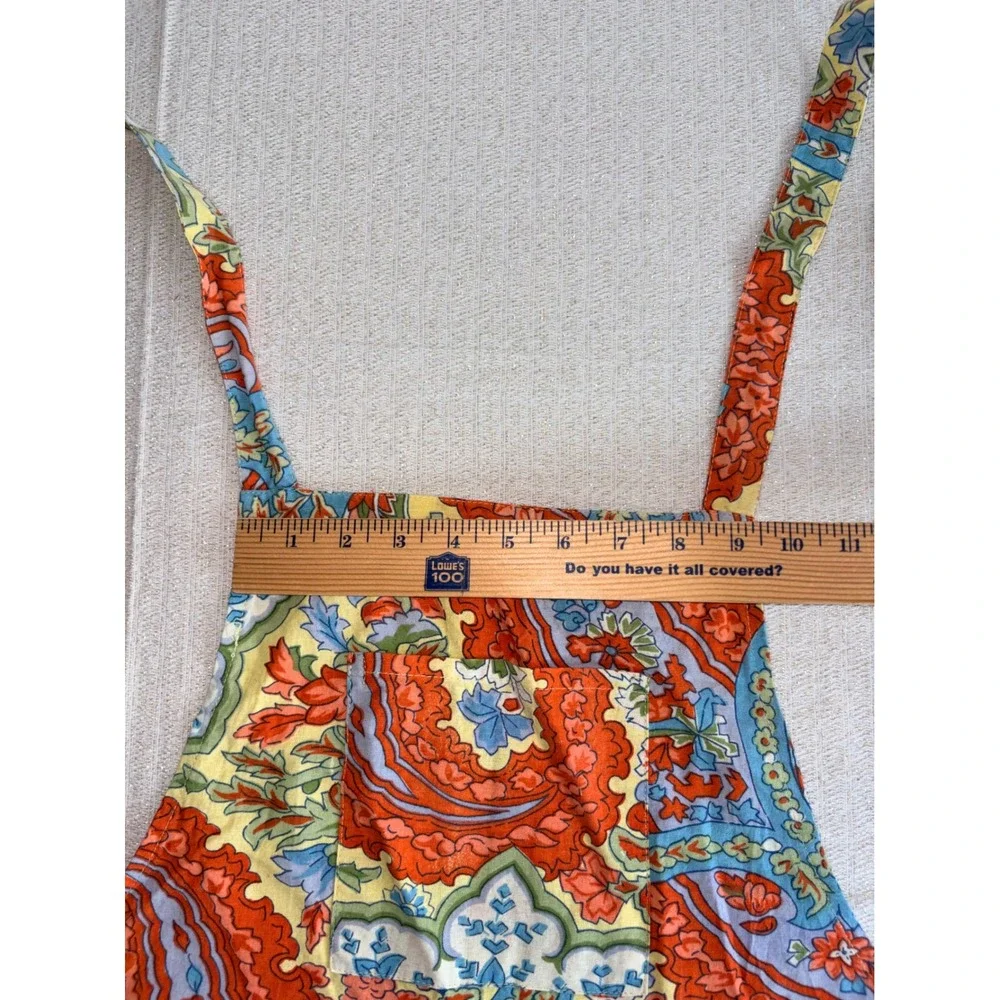 April Cornell Apron One Size Multi Paisley Floral Tiered Ruffle Cotton Excellent